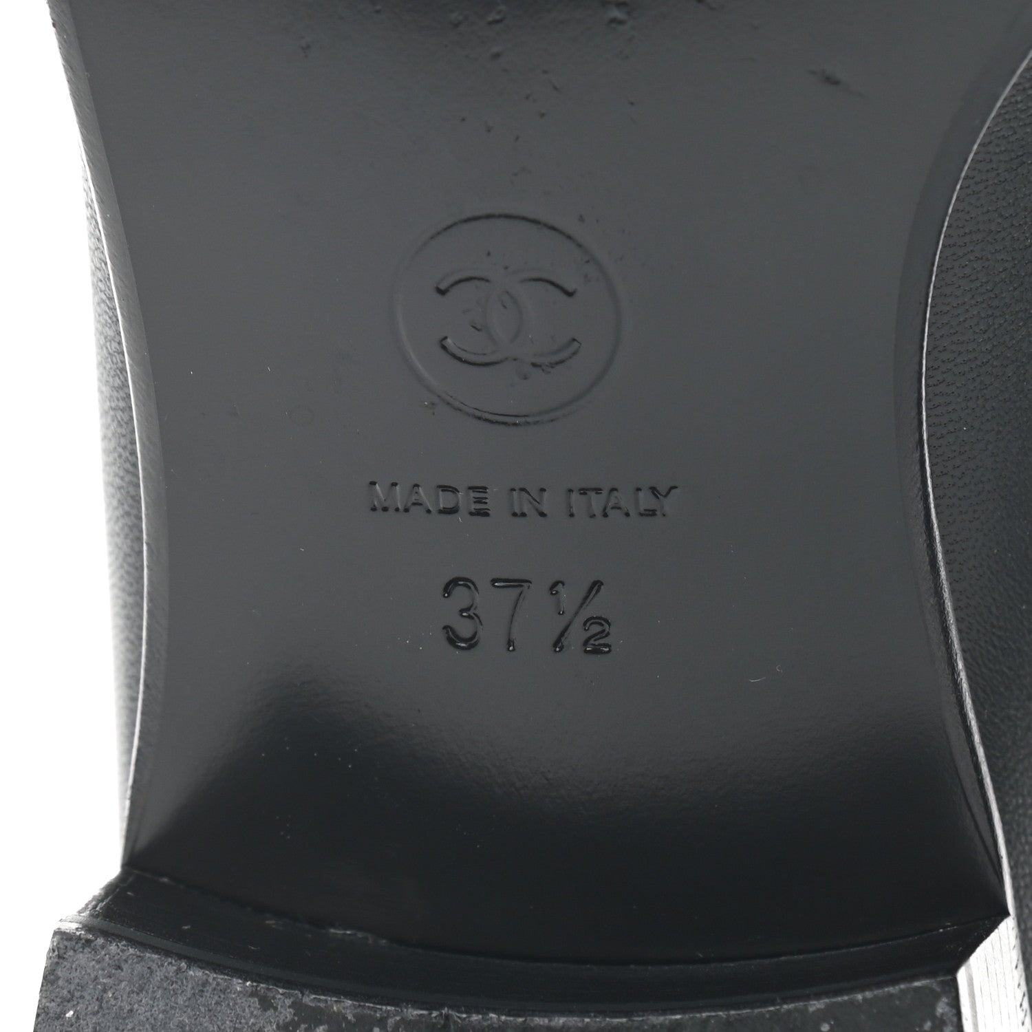 Chanel Lambskin Quilted Womens CC Loafers 37.5 Black 6 of 8