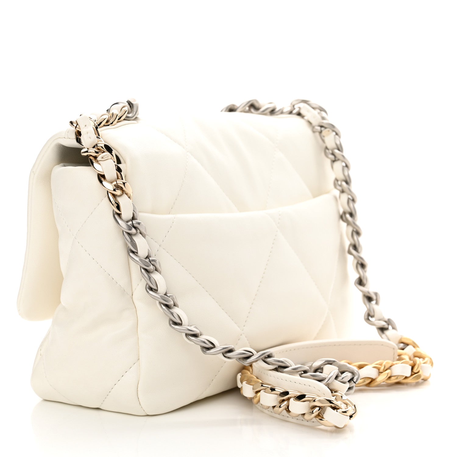 Chanel Lambskin Quilted Medium Chanel 19 Flap White 3 of 10