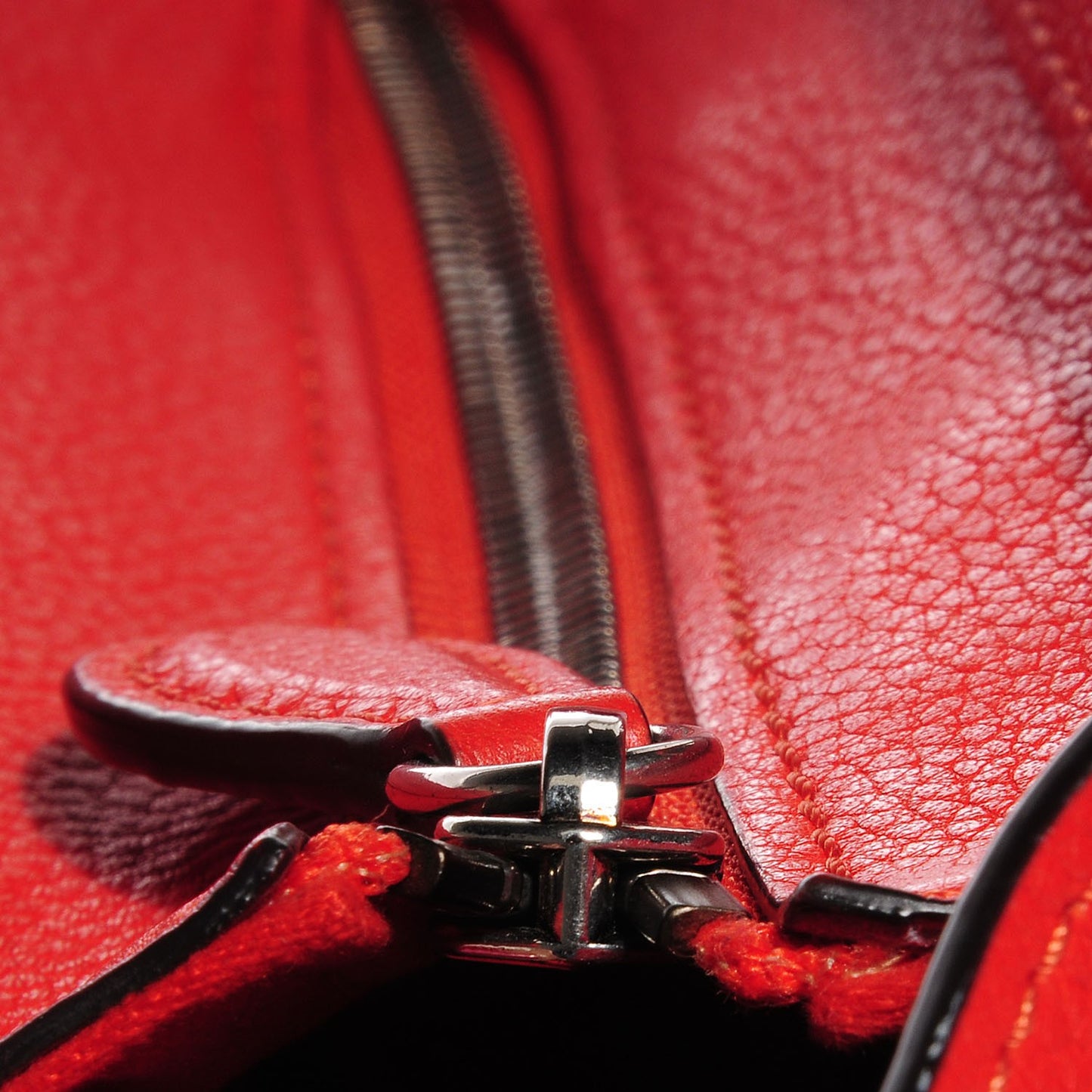 Drummed Calfskin Nano Luggage Vermillion