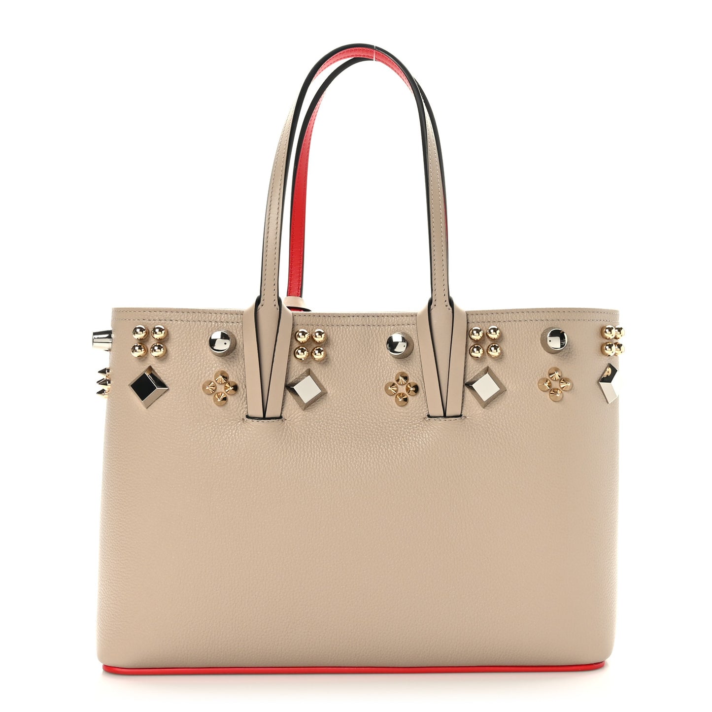 Calfskin Empire Spike Studded Small East West Cabata Tote Feve