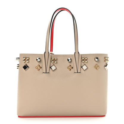 Christian Louboutin Calfskin Empire Spike Studded Small East West Cabata Tote Feve 1 of 9