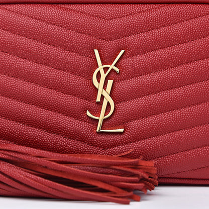 Saint Laurent Grain De Poudre Matelasse Monogram Mini Lou Camera Bag Eros Red 10 of 11