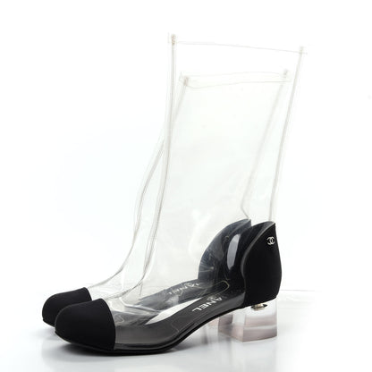 Chanel PVC Grosgrain High Boots 38 Transparent Black 3 of 10