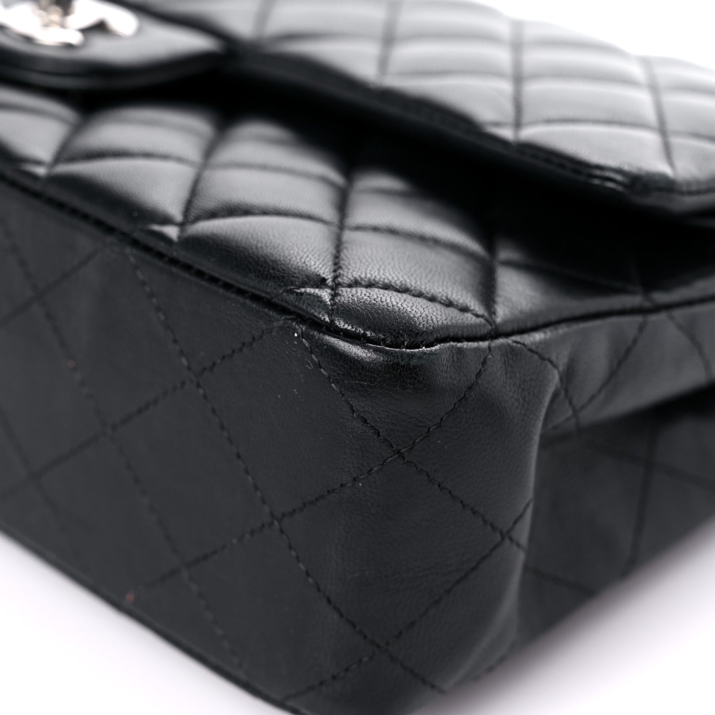 Lambskin Quilted Medium Double Flap Black