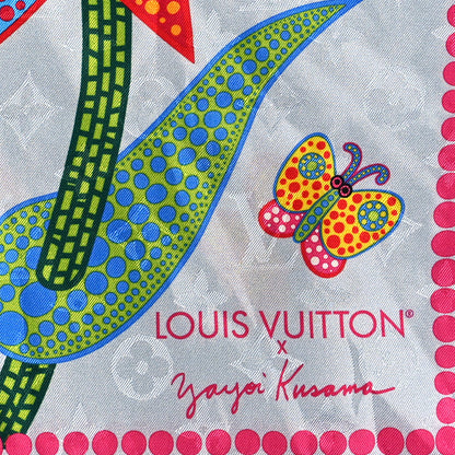 Louis Vuitton Silk Monogram LV x YK Kusama Flowers Square 45 Scarf Blue 2 of 3