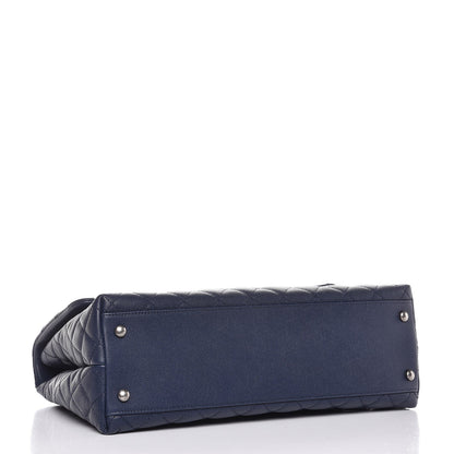 Chanel Caviar Lizard Quilted Medium Coco Handle Flap Navy 4 of 7