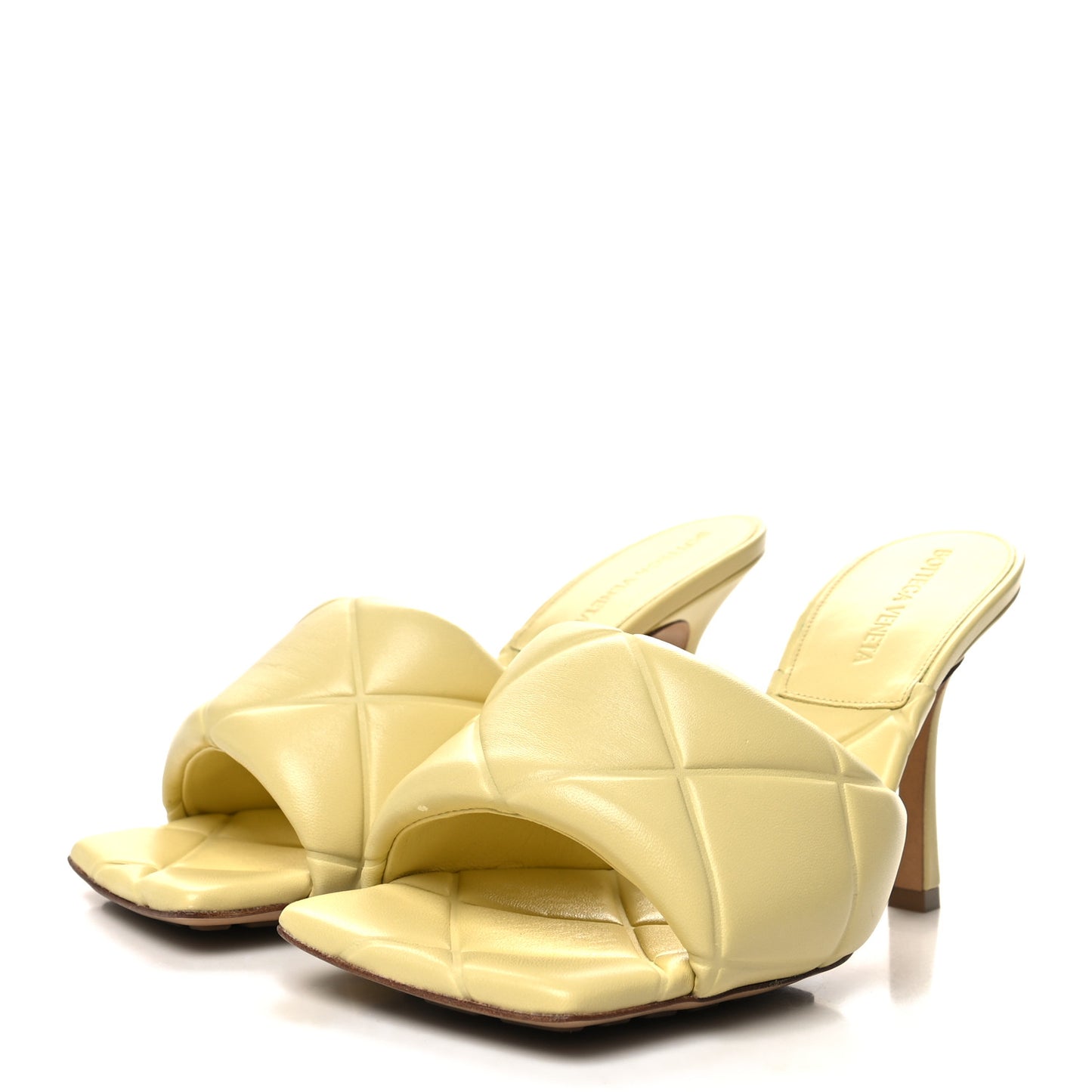 Nappa Quilted Rubber Lido Mule Sandals 38 Moon Beam
