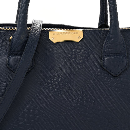 Burberry Heritage Grain Check Embossed Medium Dewsbury Tote Blue Carbon 9 of 17