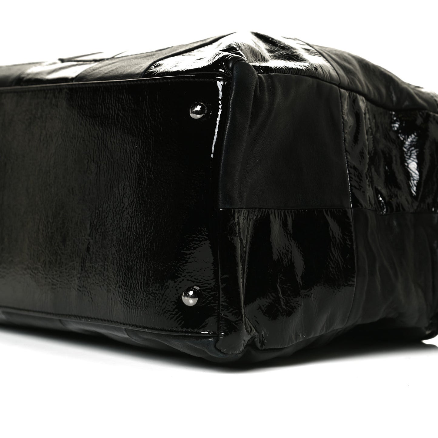 Lambskin Patent Calfskin Brooklyn Patchwork Hobo Black