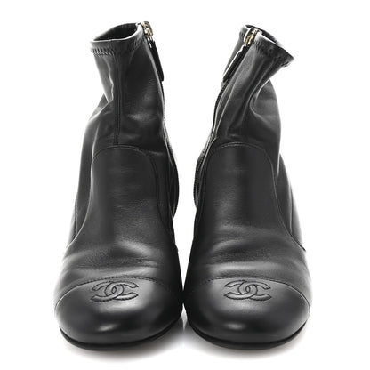 Chanel Stretch Lambskin Cap Toe CC Short Boots 38.5 Black 3 of 9
