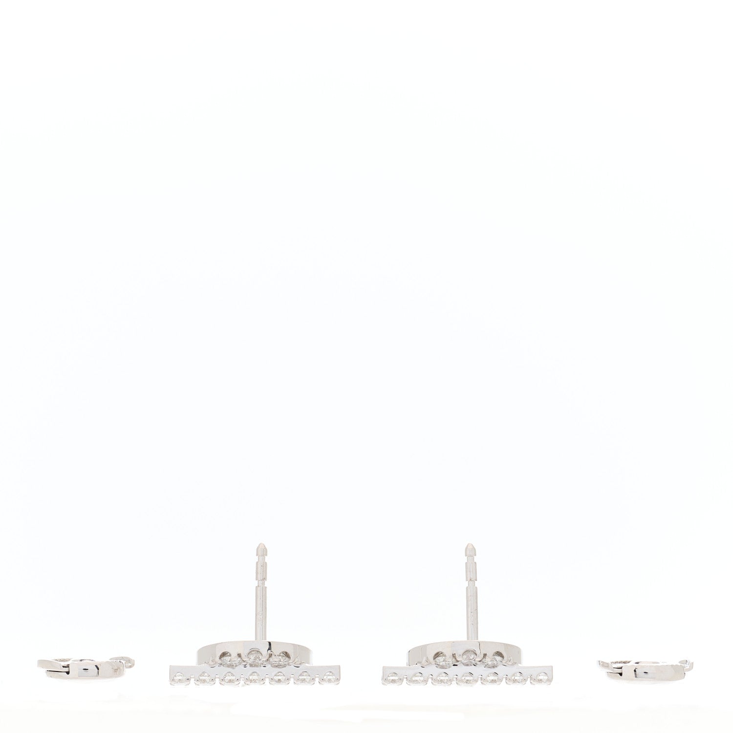 Hermes 18K White Gold Diamond Finesse Earrings 2 of 3