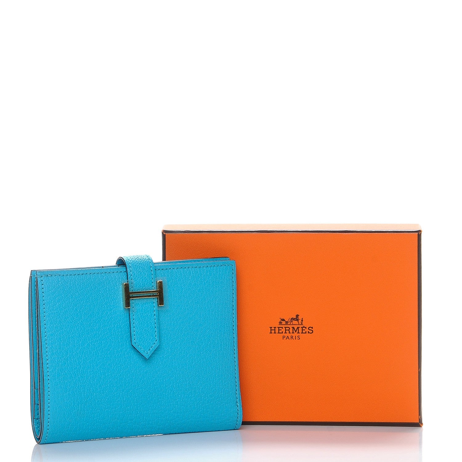 Hermes Chevre Mysore Bearn Compact Wallet Bleu Azteque 8 of 8