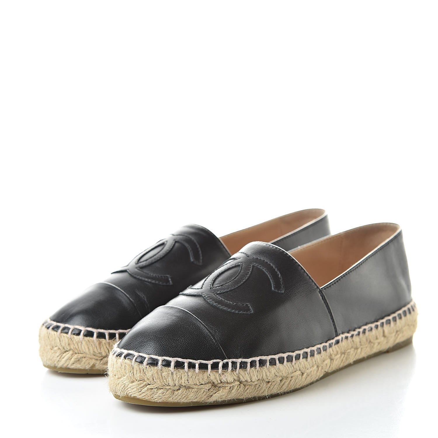 Chanel Lambskin CC Espadrilles 38 Black 3 of 10