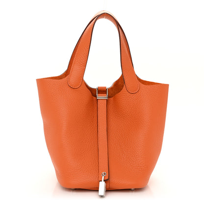 Hermes Taurillon Clemence Picotin Lock 18 PM Orange 1 of 10