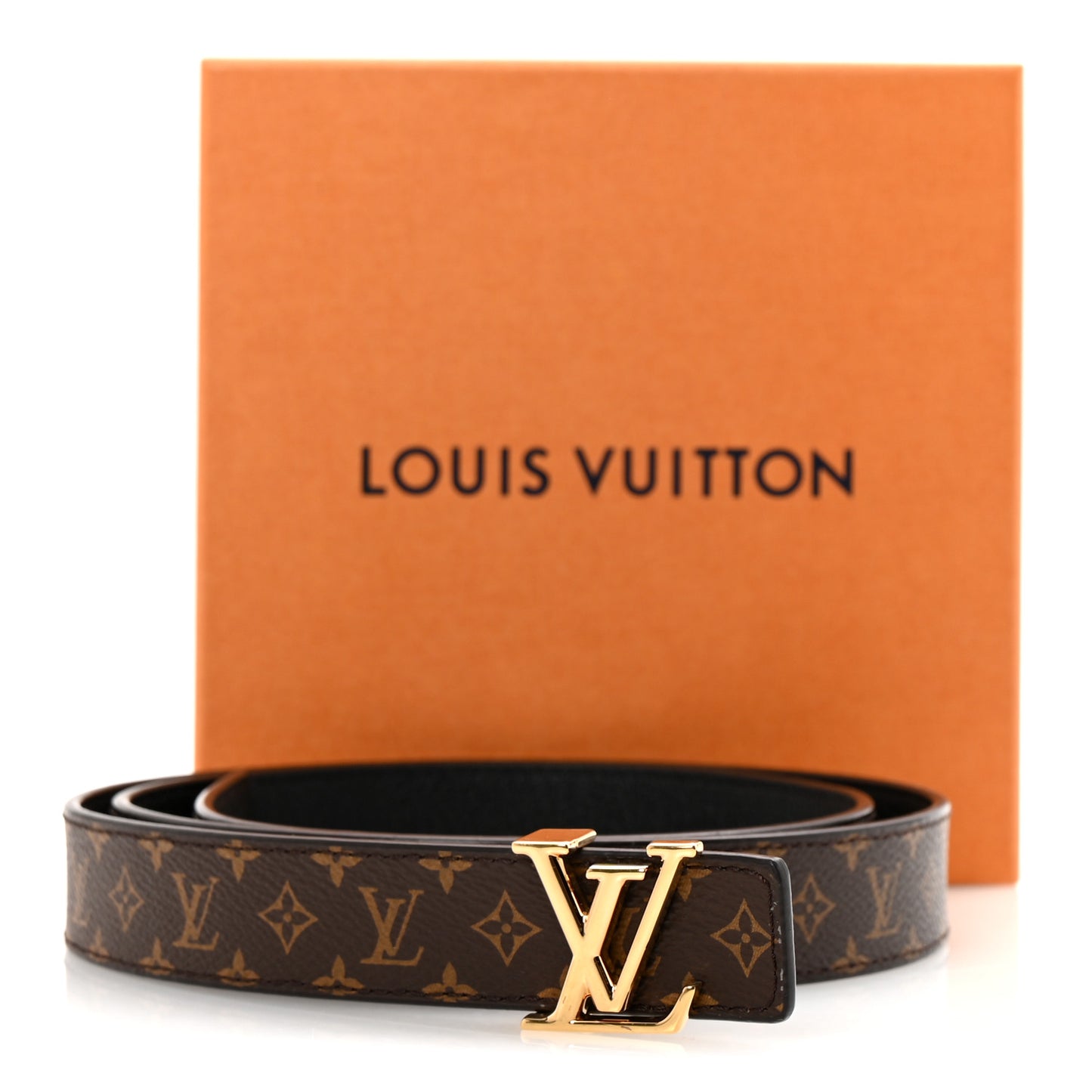 Calfskin Monogram 25mm LV Iconic Reversible Belt Black 95 38 Black