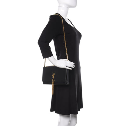 Saint Laurent Smooth Calfskin Medium Classic Monogram Kate Tassel Satchel Black 2 of 8