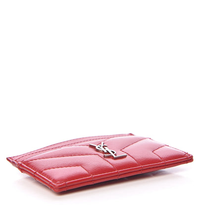 Saint Laurent Calfskin Y Quilted Monogram LouLou Credit Card Case Red 4 of 8
