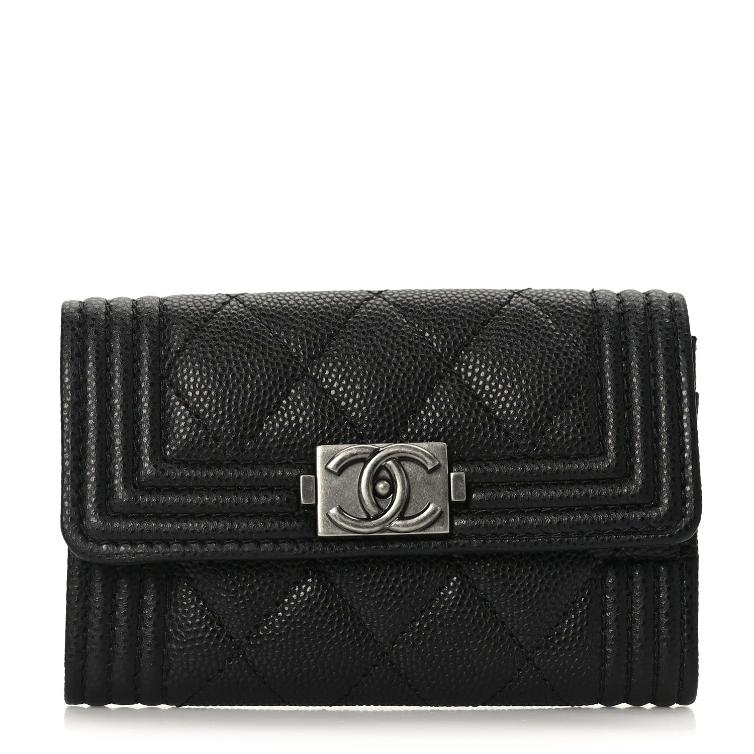 Chanel Caviar Quilted Boy Flap Card Holder Black 1 of 8