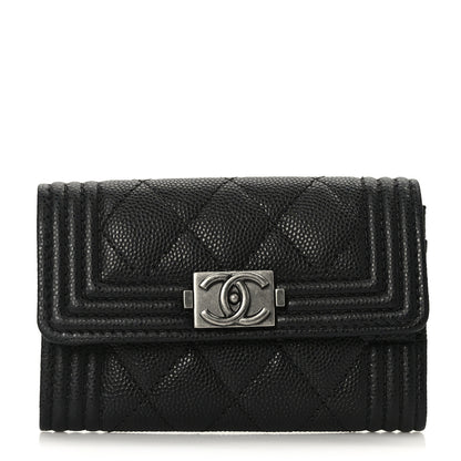 Chanel Caviar Quilted Boy Flap Card Holder Black 1 of 8