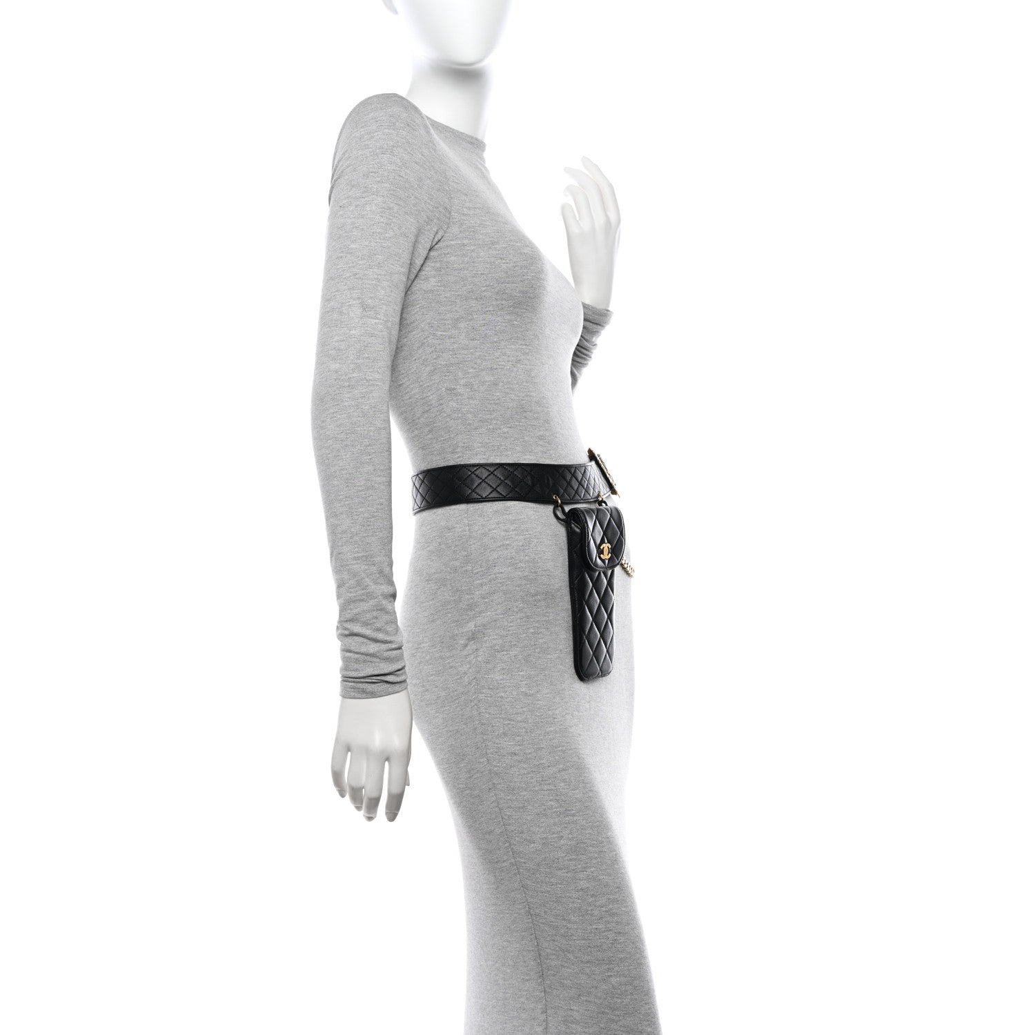 Chanel Calfskin Quilted Flap Chain Waist Belt Bag 75 30 Black 2 of 6