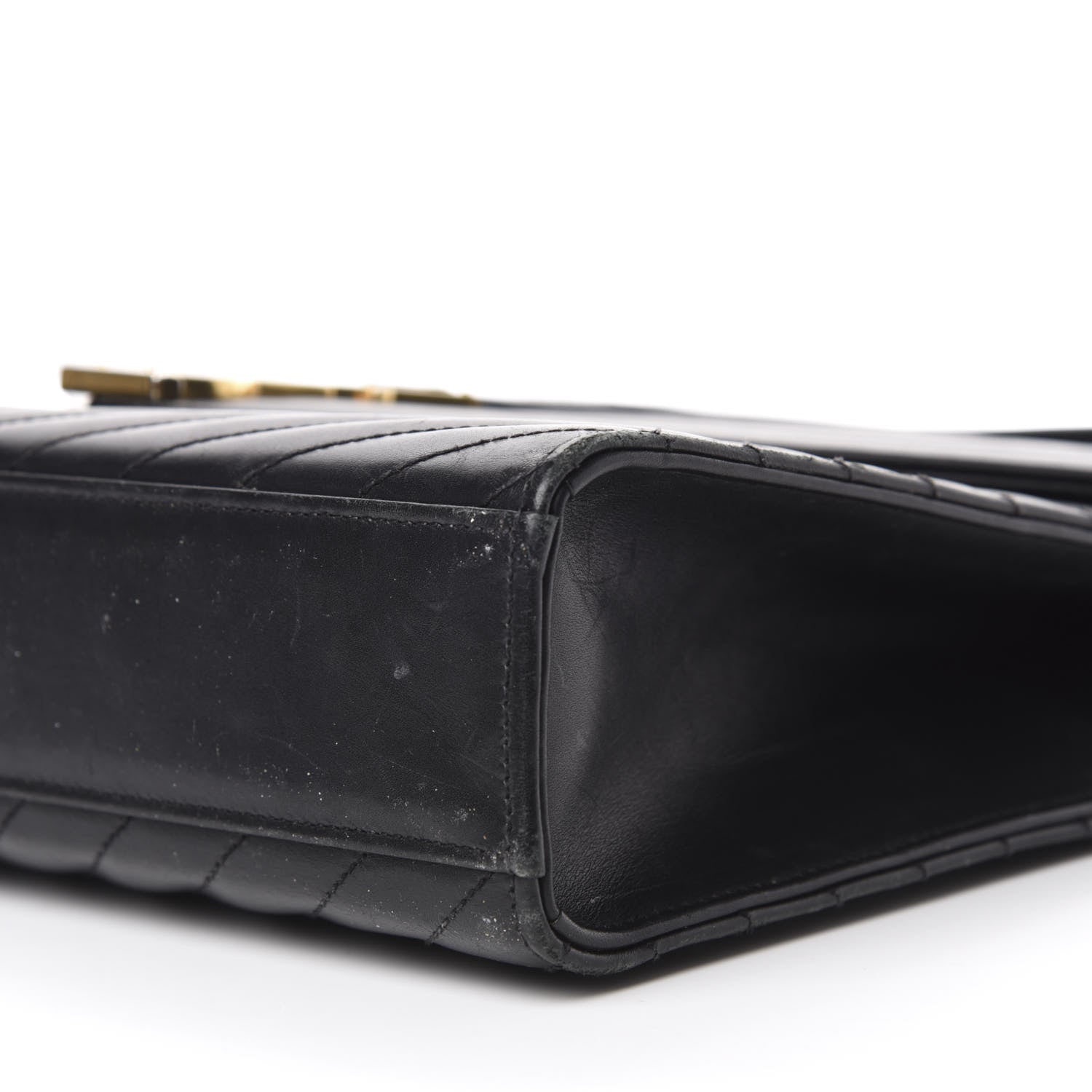 Saint Laurent Smooth Calfskin Matelasse Chevron Large Monogram Satchel Black 8 of 24