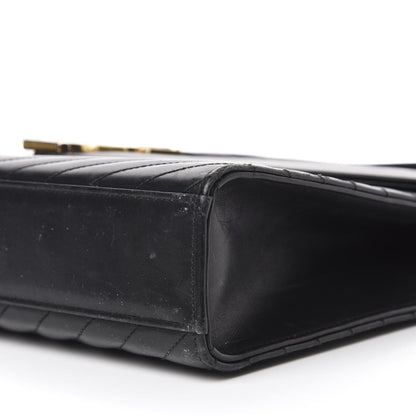 Saint Laurent Smooth Calfskin Matelasse Chevron Large Monogram Satchel Black 8 of 24