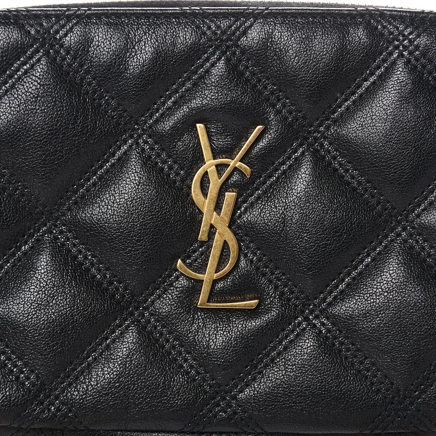 Grained Lambskin Quilted Mini Becky Double Zip Bag Black