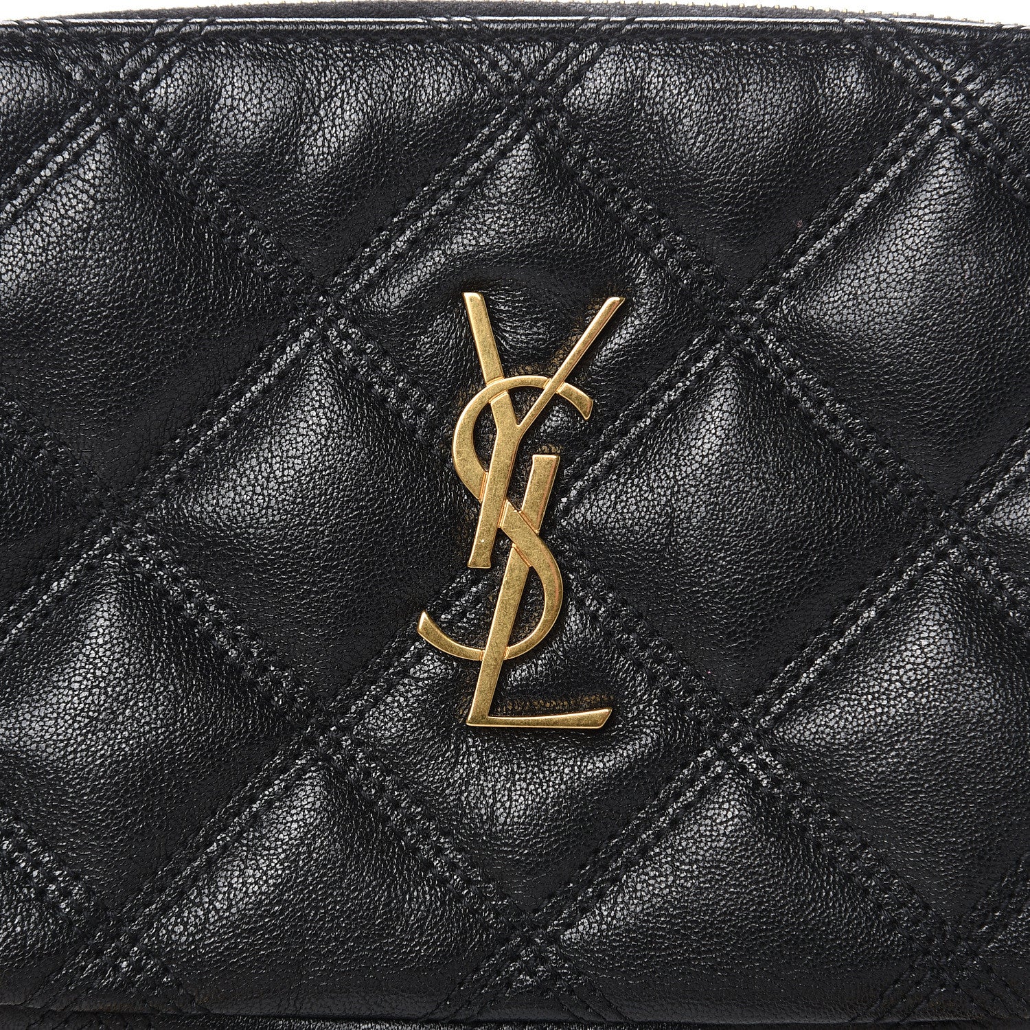 Saint Laurent Grained Lambskin Quilted Mini Becky Double Zip Bag Black 16 of 16