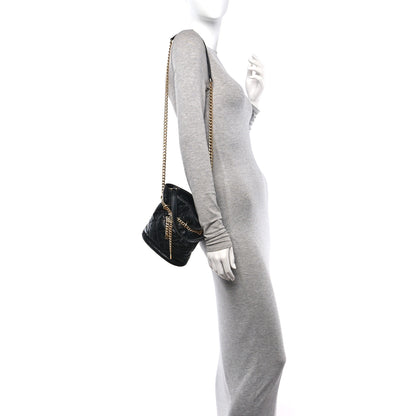 Chanel Lambskin Enamel Quilted Pending CC Bucket Drawstring Bag Black 2 of 10