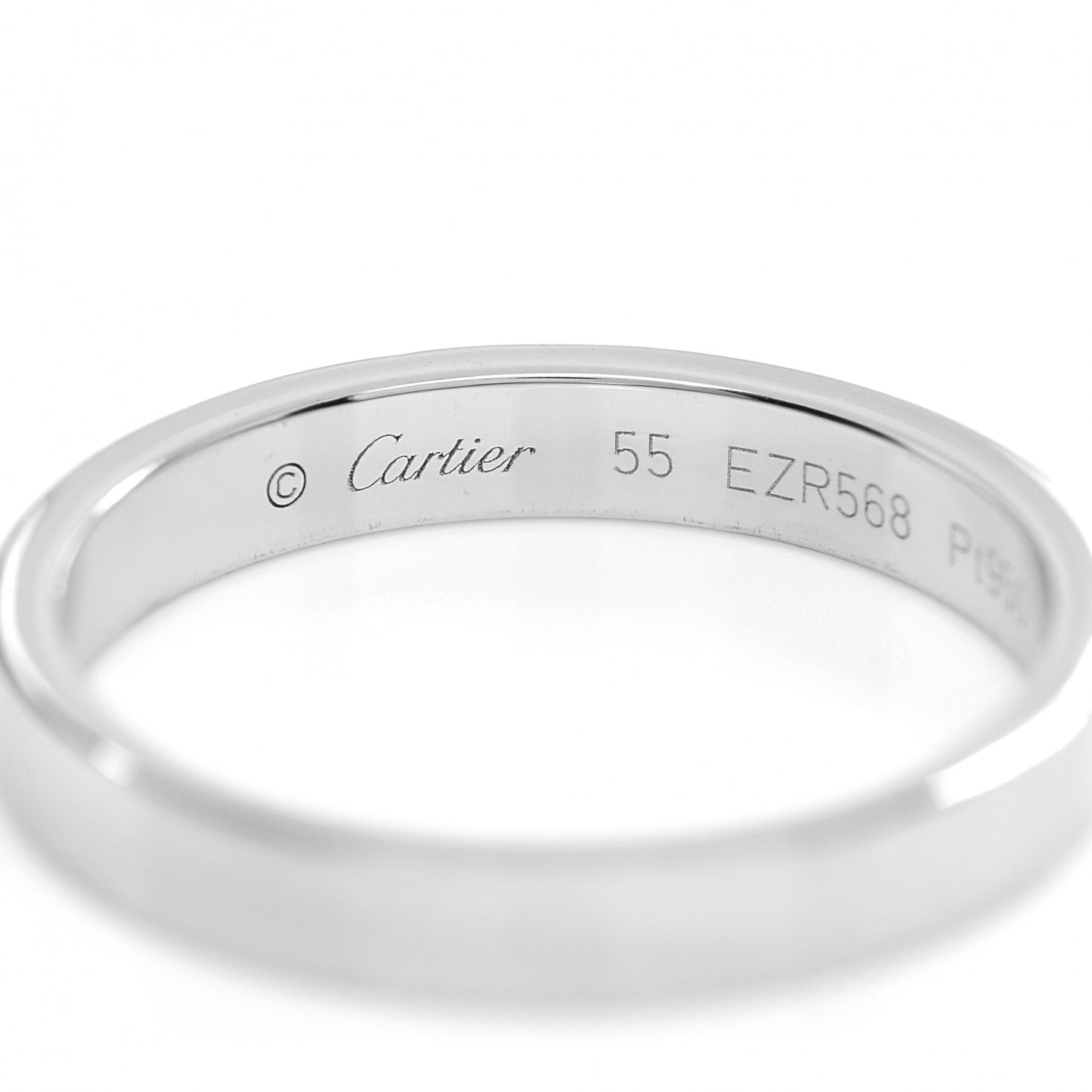 Platinum 3mm C De Cartier Wedding Band Ring 55 7.25