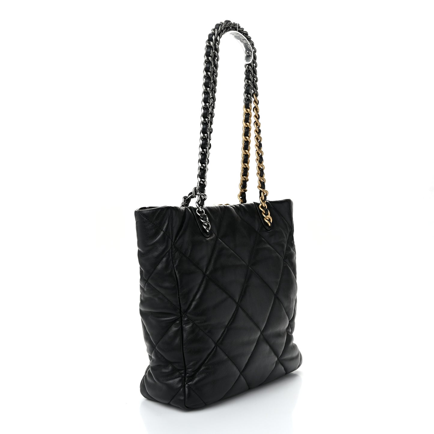Lambskin Quilted Chanel 19 Shopping Bag Black