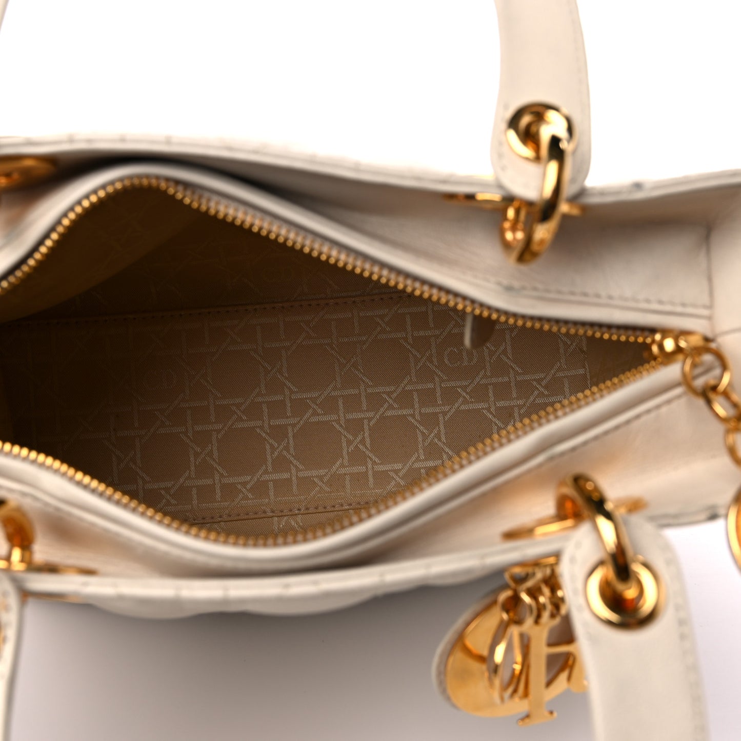 Lambskin Cannage Medium Lady Dior Light Beige