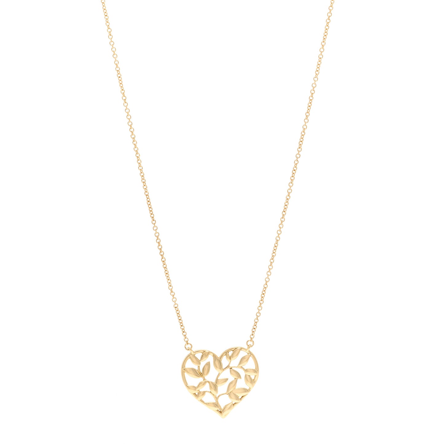 18K Yellow Gold Paloma Picasso Olive Leaf Heart Pendant Necklace