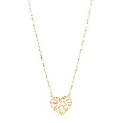 Tiffany 18K Yellow Gold Paloma Picasso Olive Leaf Heart Pendant Necklace 1 of 4
