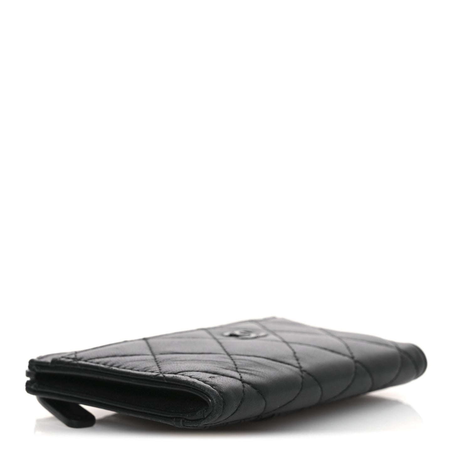 Lambskin Quilted Zip Card Holder So Black