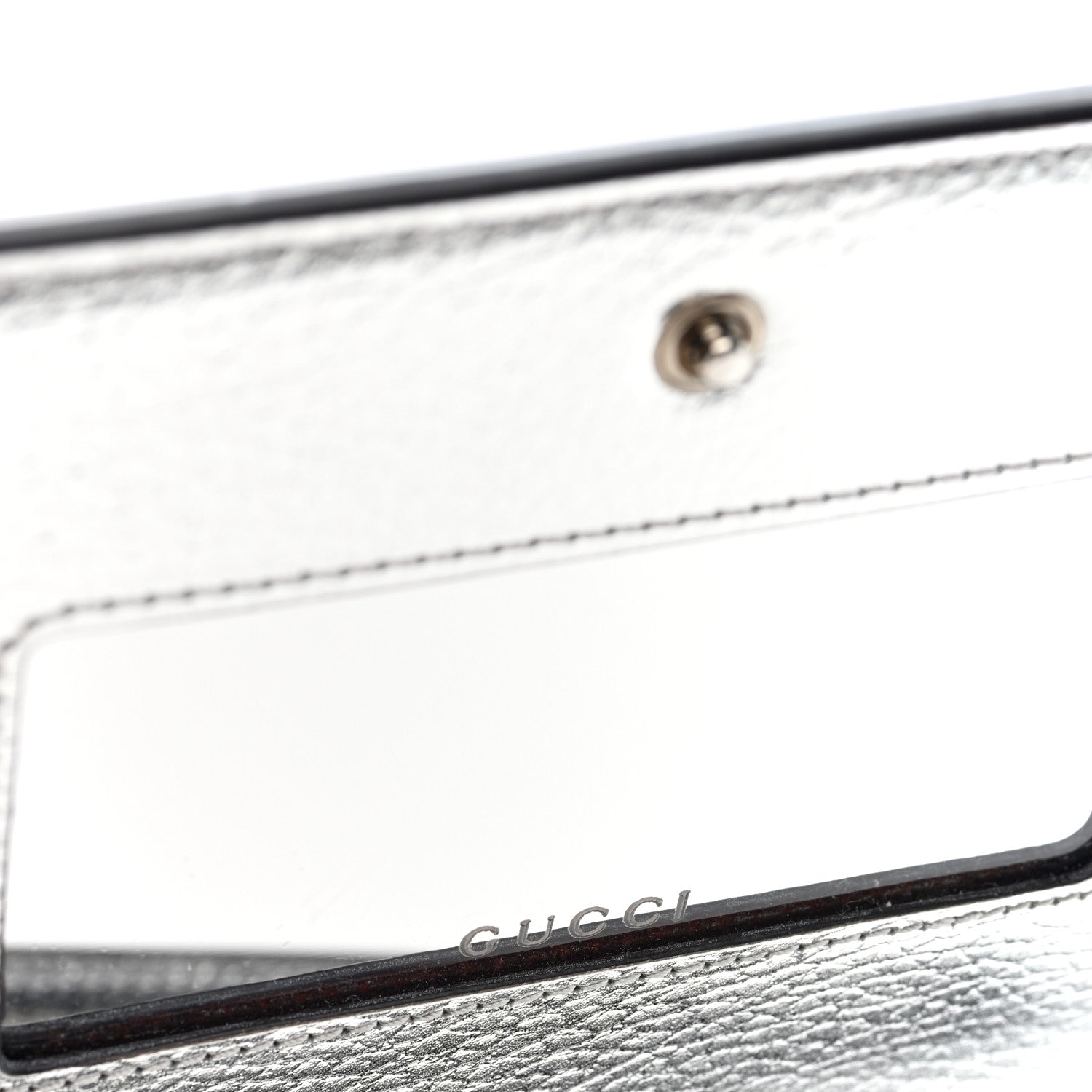 Gucci Metallic Dollar Calfskin Mini GG Marmont Chain Wallet Silver 7 of 10