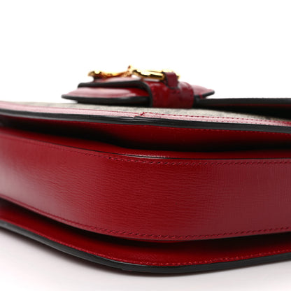 Gucci GG Supreme Monogram Azalea Calfskin Horsebit 1955 Shoulder Bag Beige Ebony New Cherry Red 9 of 9