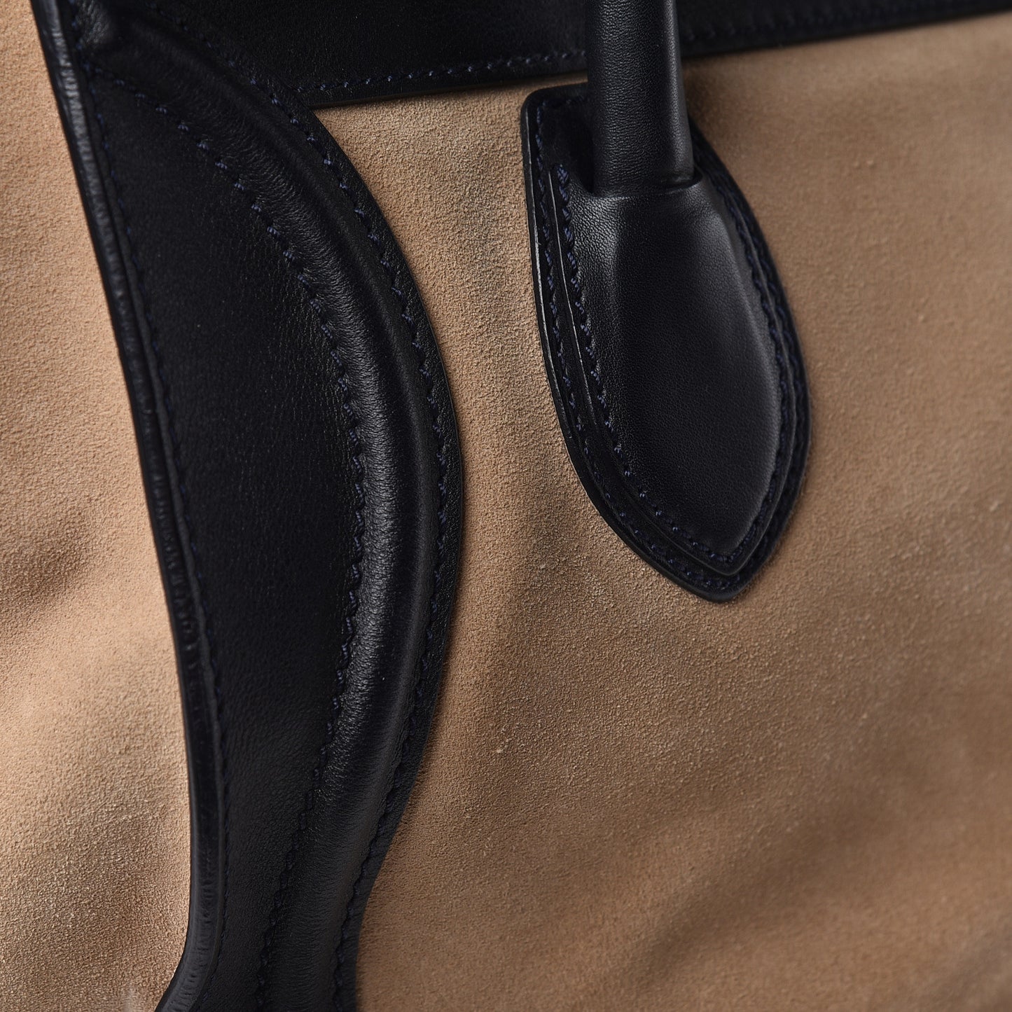 Smooth Calfskin Suede Mini Bi-Color Luggage Navy Dune