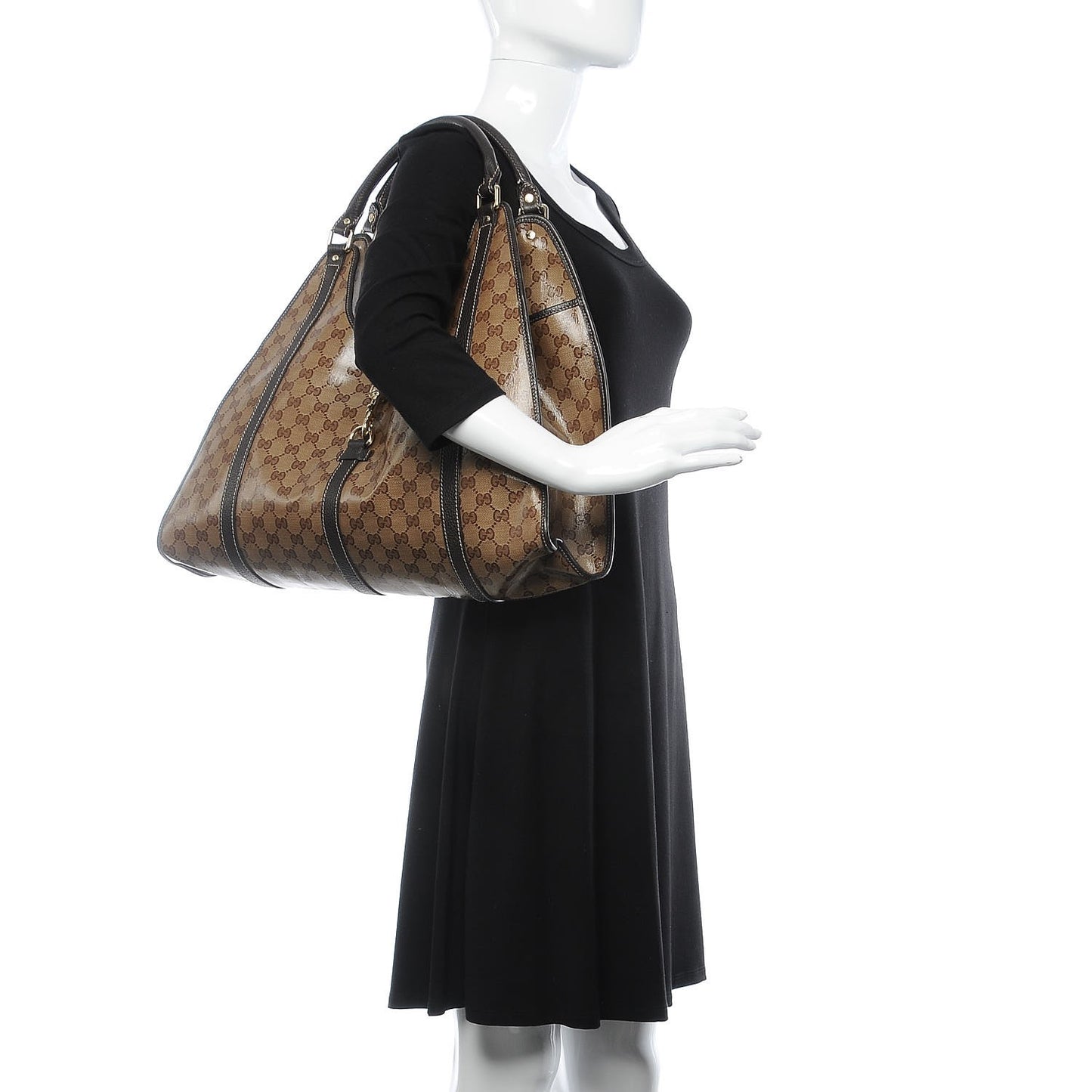 Crystal Monogram Dollar Calfskin Medium Joy Shoulder Bag Beige Ebony Testa Di Moro