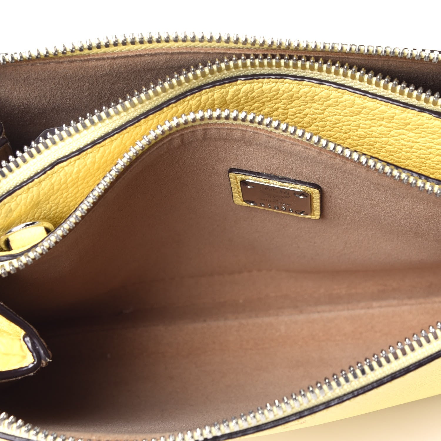 MCM Grained Calfskin Milla Double Crossbody Bag Custard Yellow 5 of 10