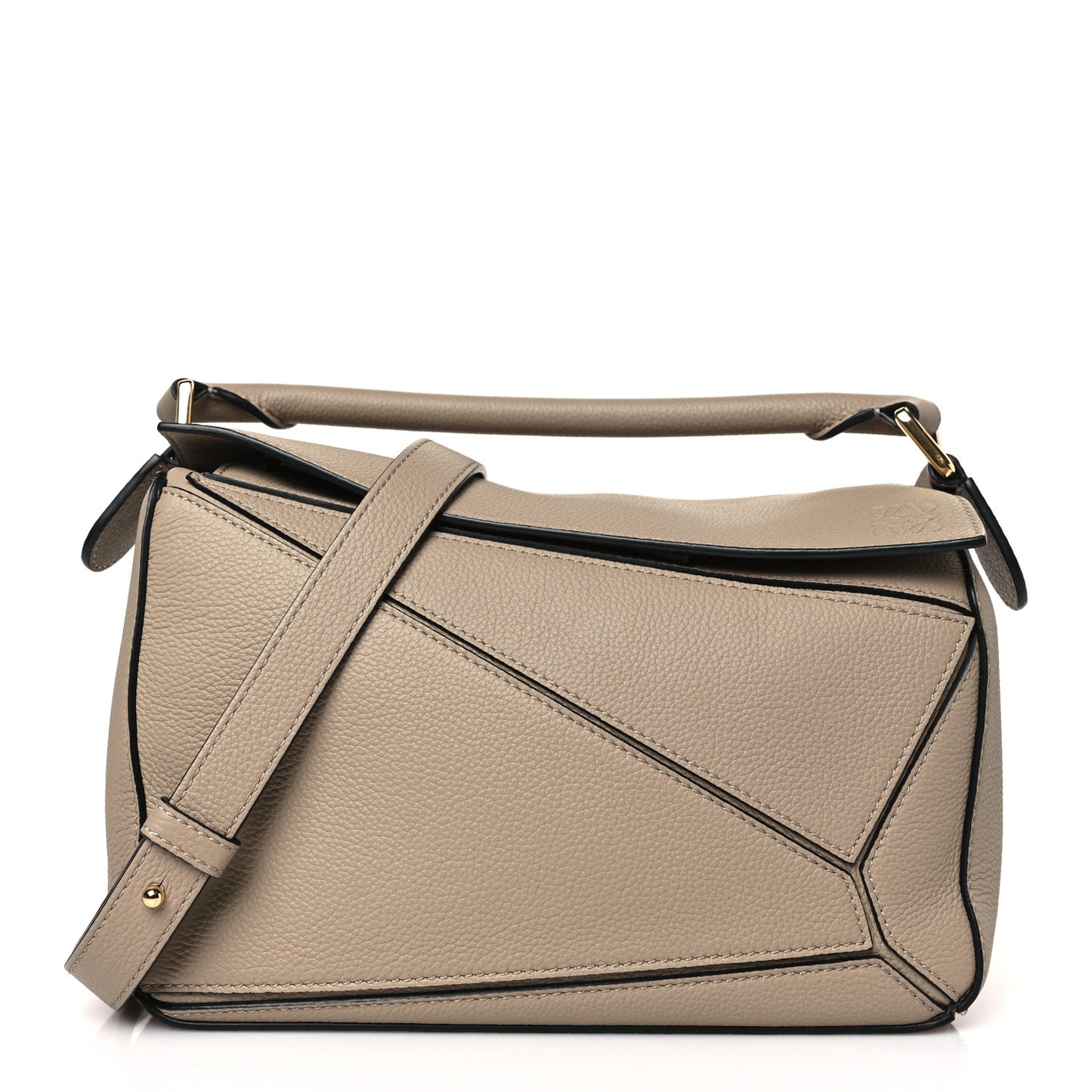 Grained Calfskin Small Puzzle Bag Sand