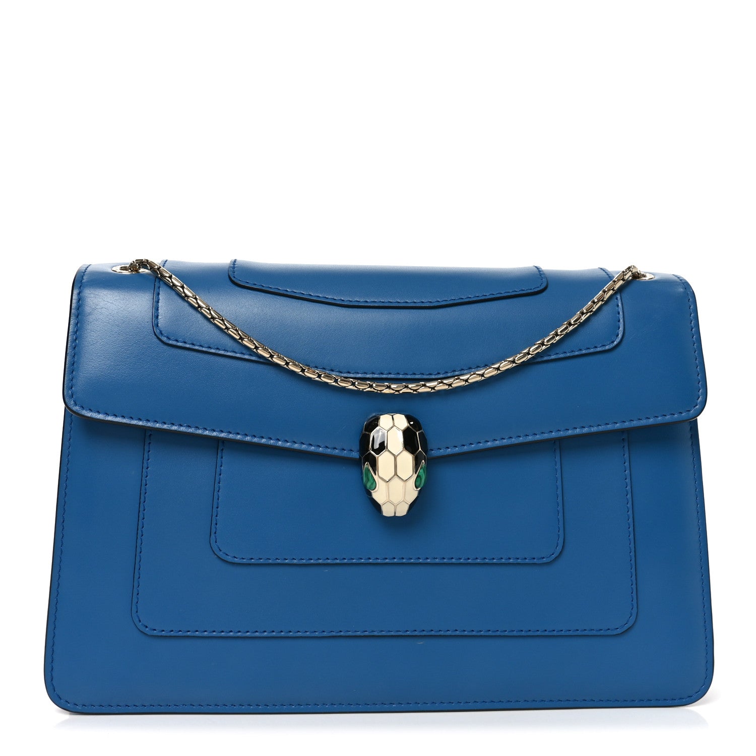 Bulgari Calfskin Serpenti Forever Shoulder Bag Blue 1 of 9