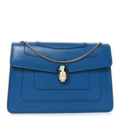 Bulgari Calfskin Serpenti Forever Shoulder Bag Blue 1 of 9