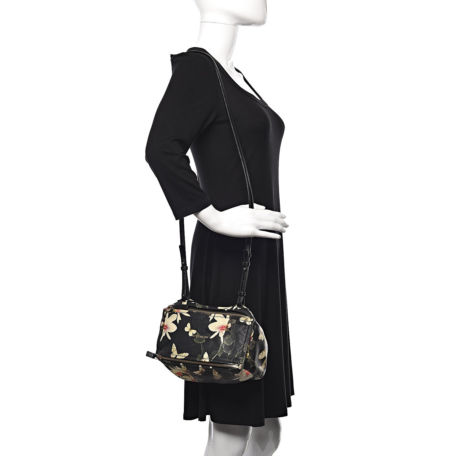 Givenchy Lambskin Magnolia and Moth Print Mini Pandora Black 2 of 13