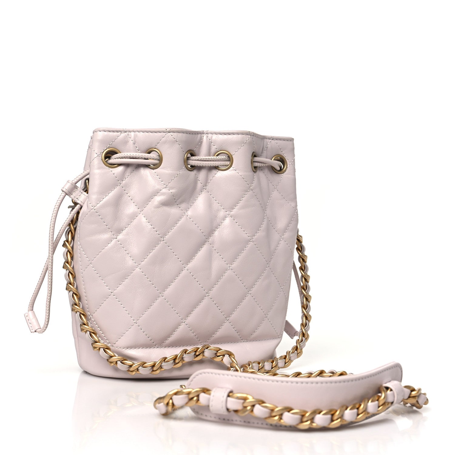 Chanel Shiny Aged Calfskin CC Chain Drawstring Bag Light Purple 3 of 10