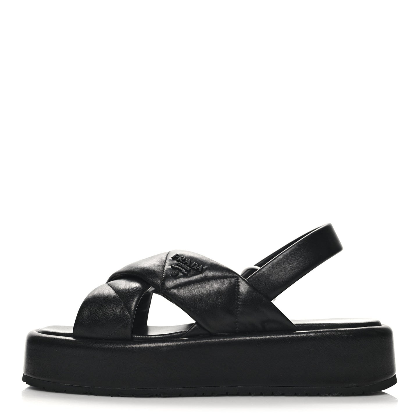 Nappa Quilted Padded Sporty Platform Slingback Sandals 37.5 Black