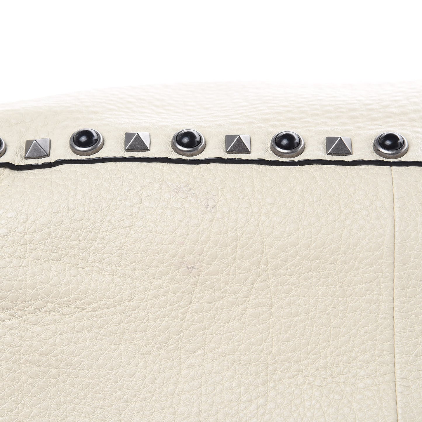 Stampa Alce Calfskin Medium Guitar Strap Rockstud Rolling Reversible Tote Black Ivory