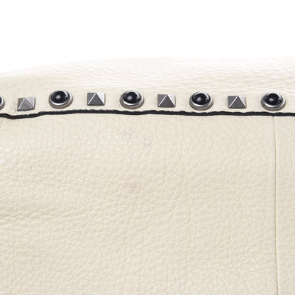 Valentino Garavani Stampa Alce Calfskin Medium Guitar Strap Rockstud Rolling Reversible Tote Black Ivory 12 of 14