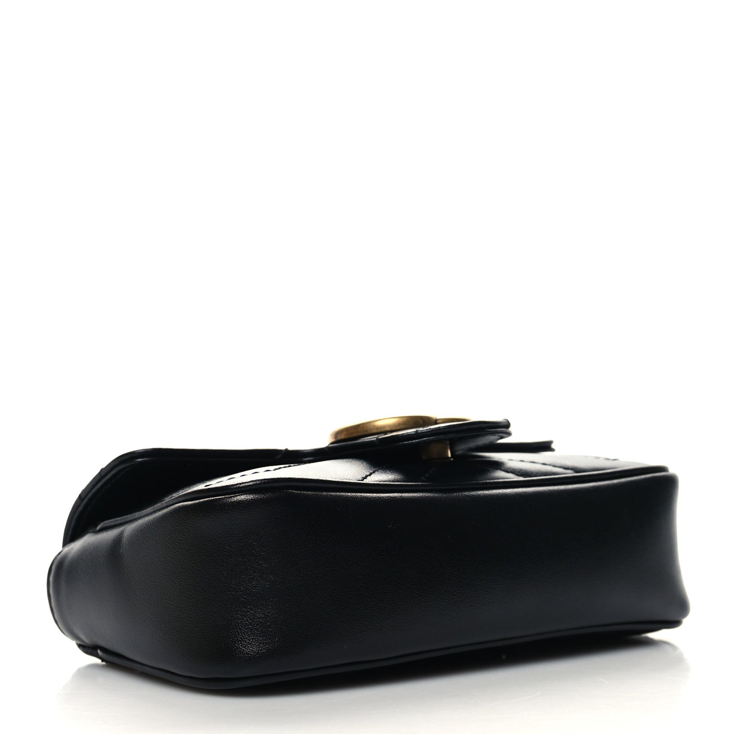 Calfskin Matelasse Super Mini GG Marmont Shoulder Bag Black