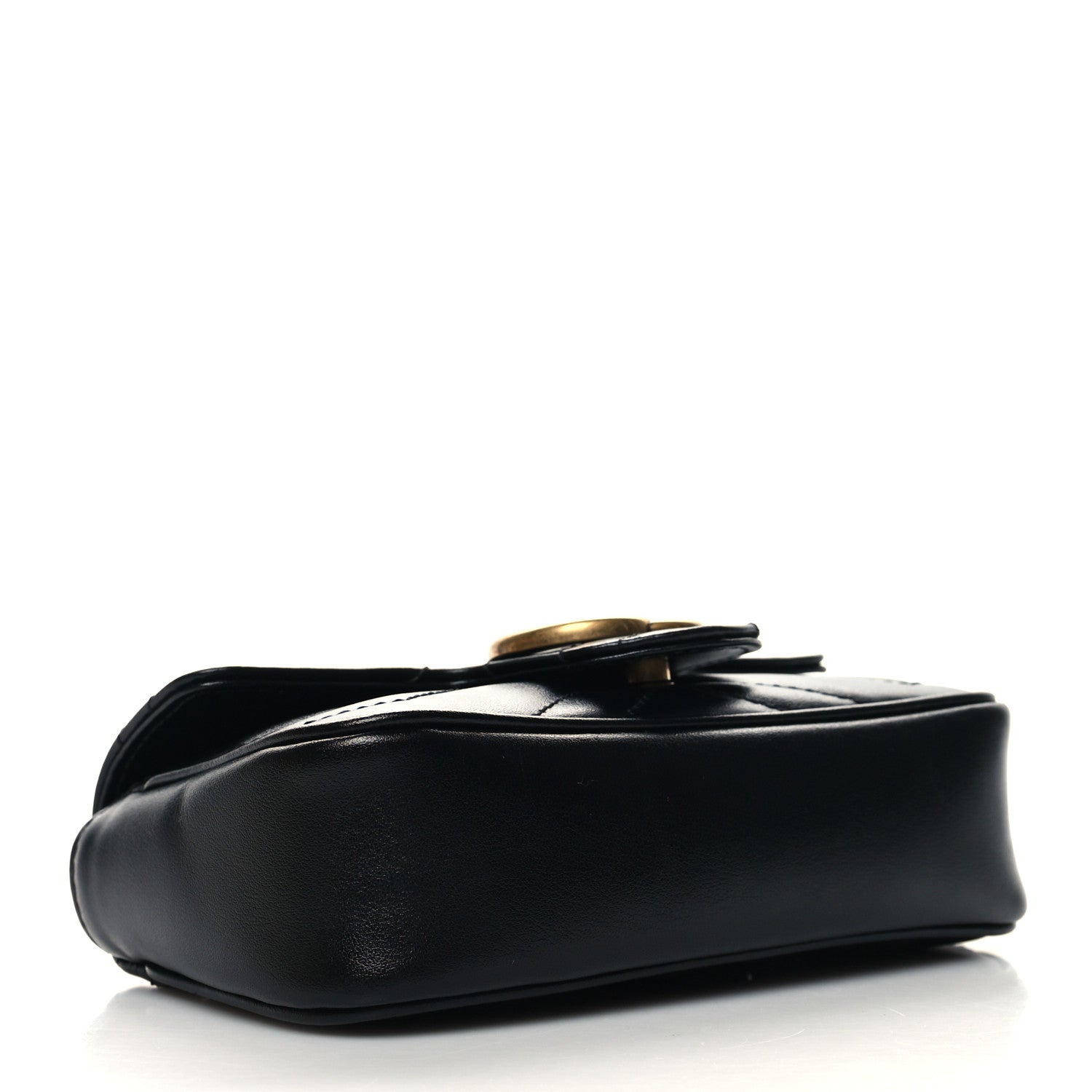 Gucci Calfskin Matelasse Super Mini GG Marmont Shoulder Bag Black 4 of 11